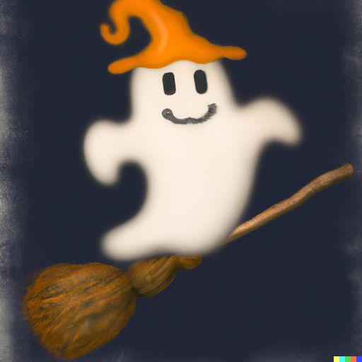 Ghost with a pumpkin hat